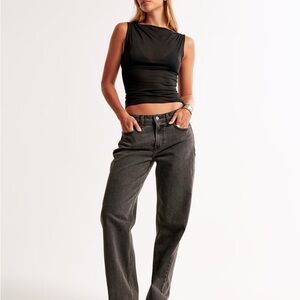 Women's Low Rise Baggy Black Jeans
